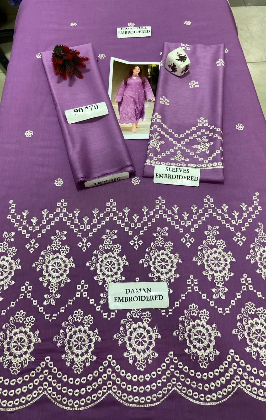 2 Pcs Women's Unstitched Embroidered Suit