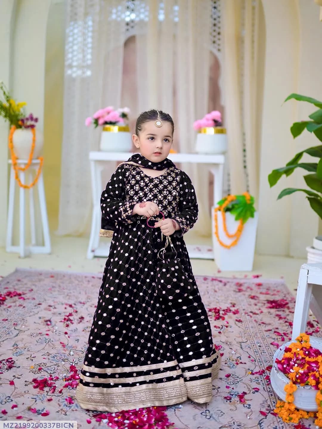 Kids Eid Maxi Dress 9MM Lace Work Black