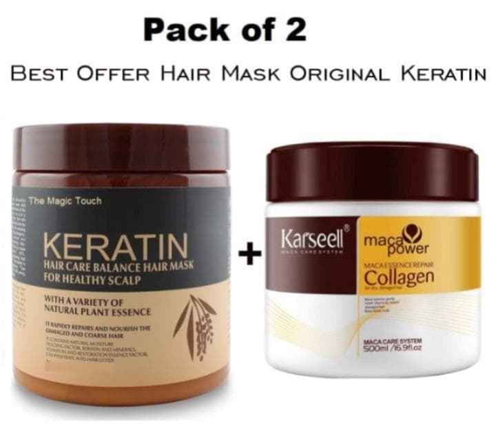 Keratin & Collagen Hair Mask Pack of 2 for All Hair Types