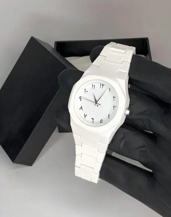 Men's White Carbon Fiber Analog Watch 2mm