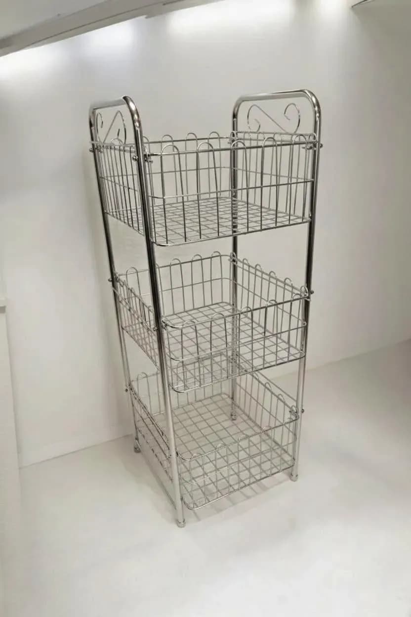 Three Tier Chrome Metal Kitchen Storage Rack