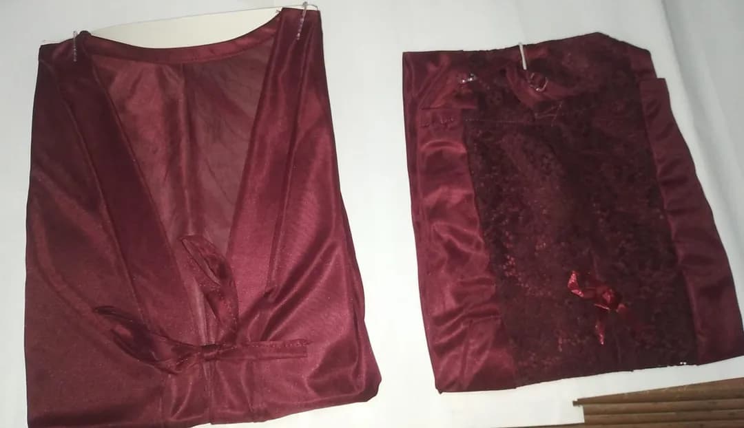 Maroon Silk V-Neck 2-Piece Sleep Set for Women