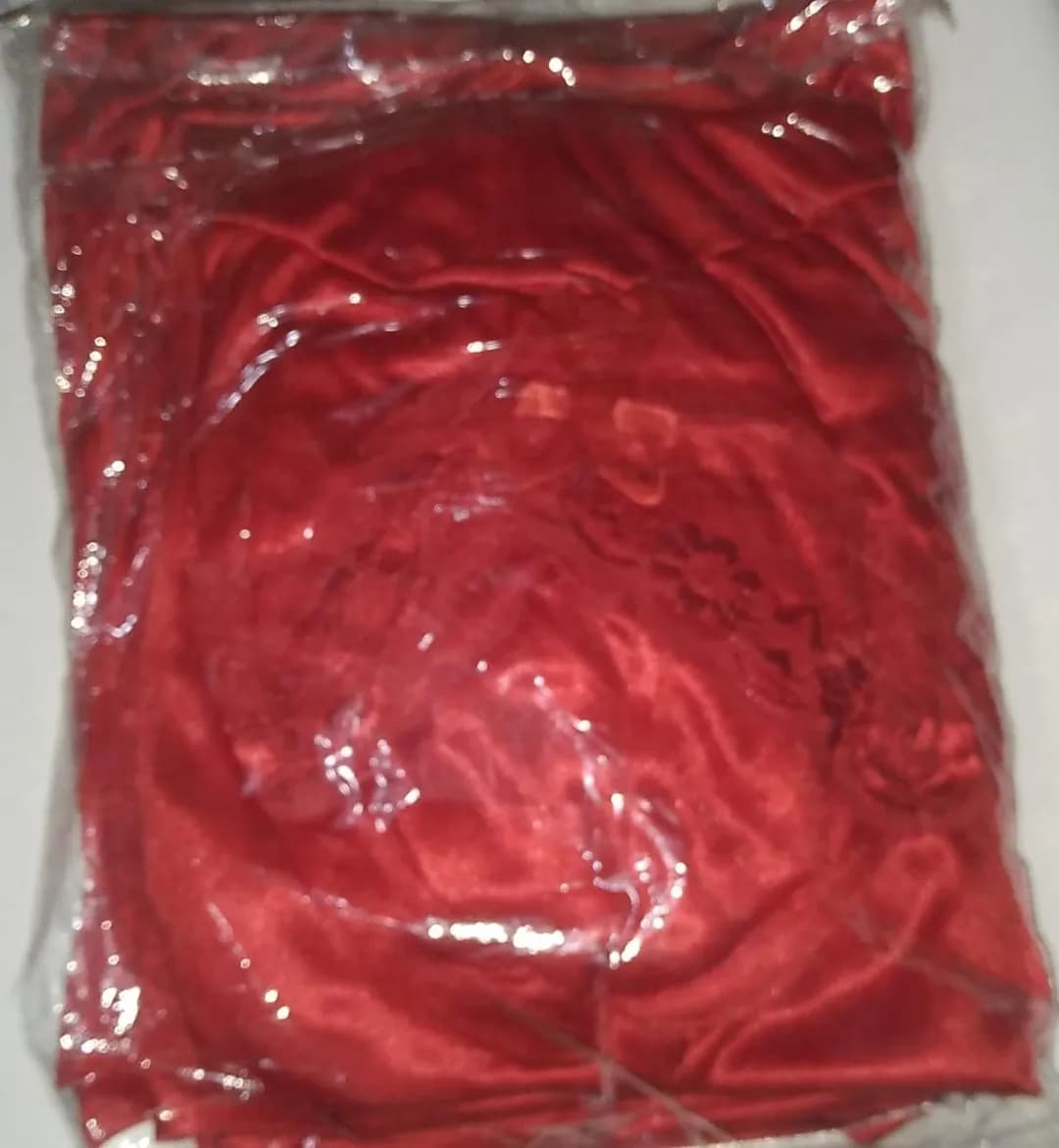 Red Silk Nighty 4 Pcs Women Set with V-Neck