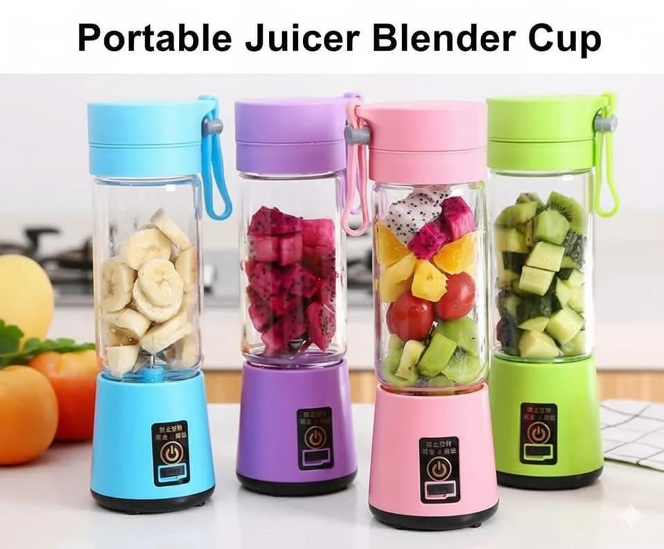 Portable Rechargeable Juicer Blender Blue Pink USB