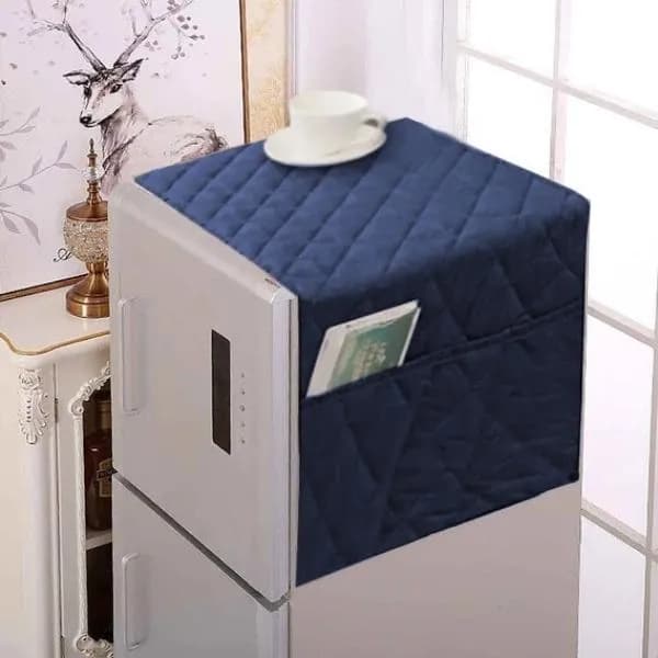 Quilted Dustproof Refrigerator Cover Blue