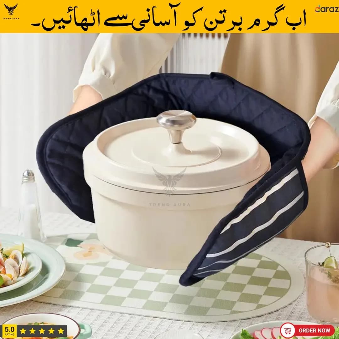 Quilted Oven Mitts for Hot Pots & Hands Protection