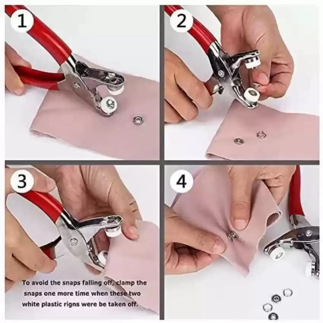 Red Tich Button Machine with 50 Free Buttons for Home Sewing