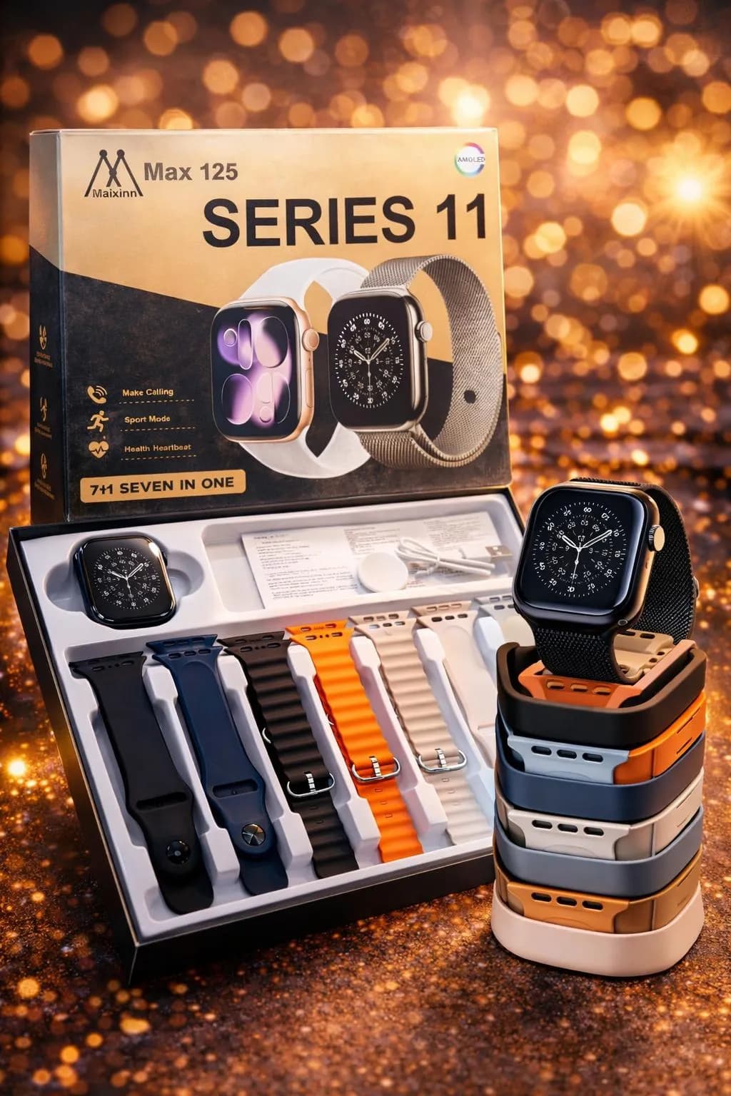 Series 11 Ultra Smartwatch 7 Straps Black Bluetooth 5.3