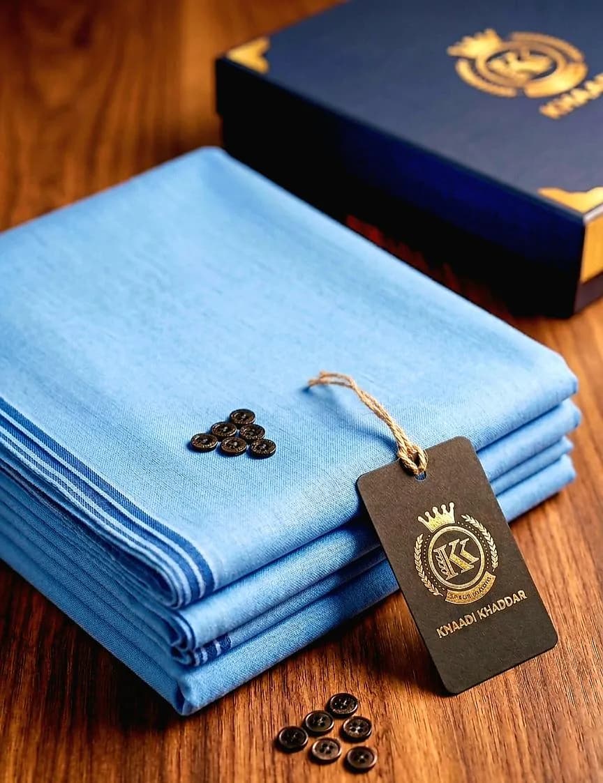 Men Khaddar Plain Blue Suit Summer