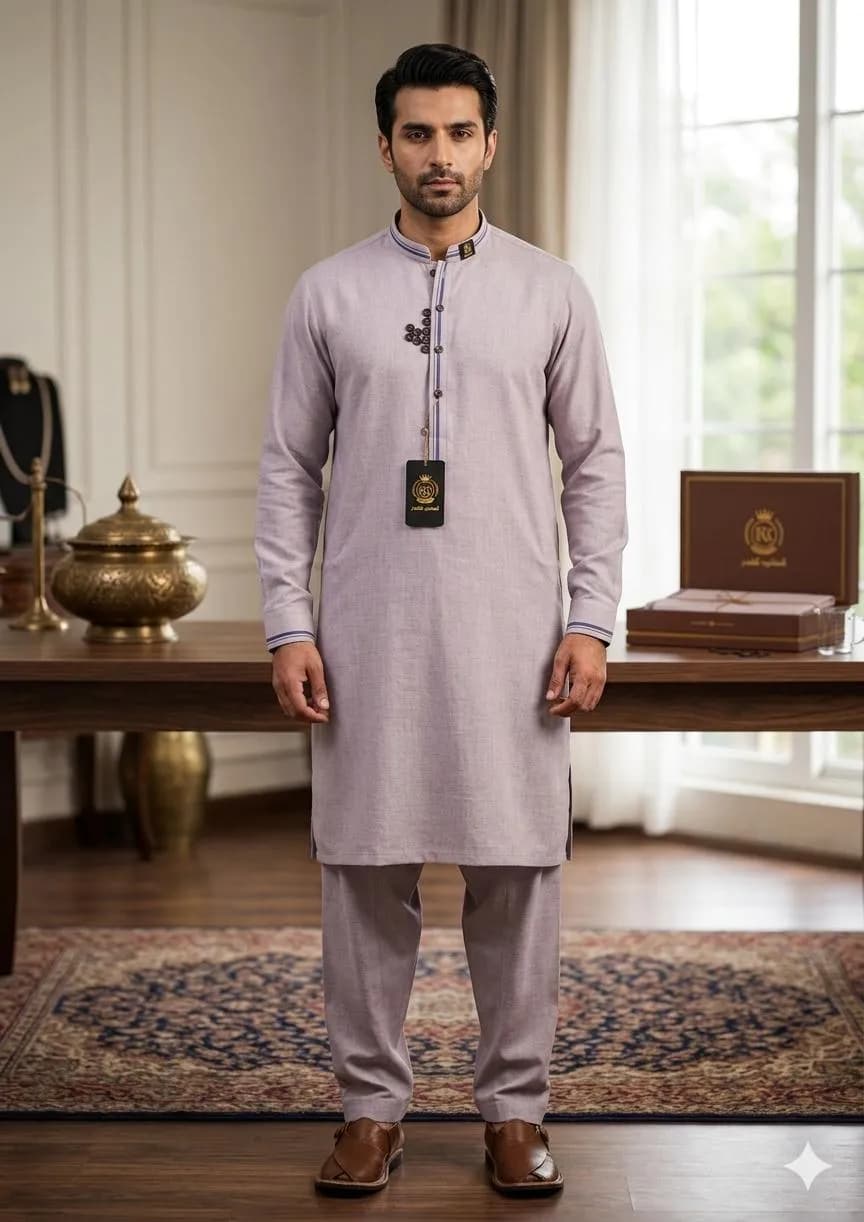 Purple Khaddar Men Suit Summer 7m