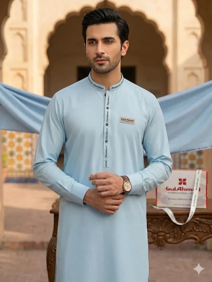 Men Blue Wash & Wear Plain Suit Summer