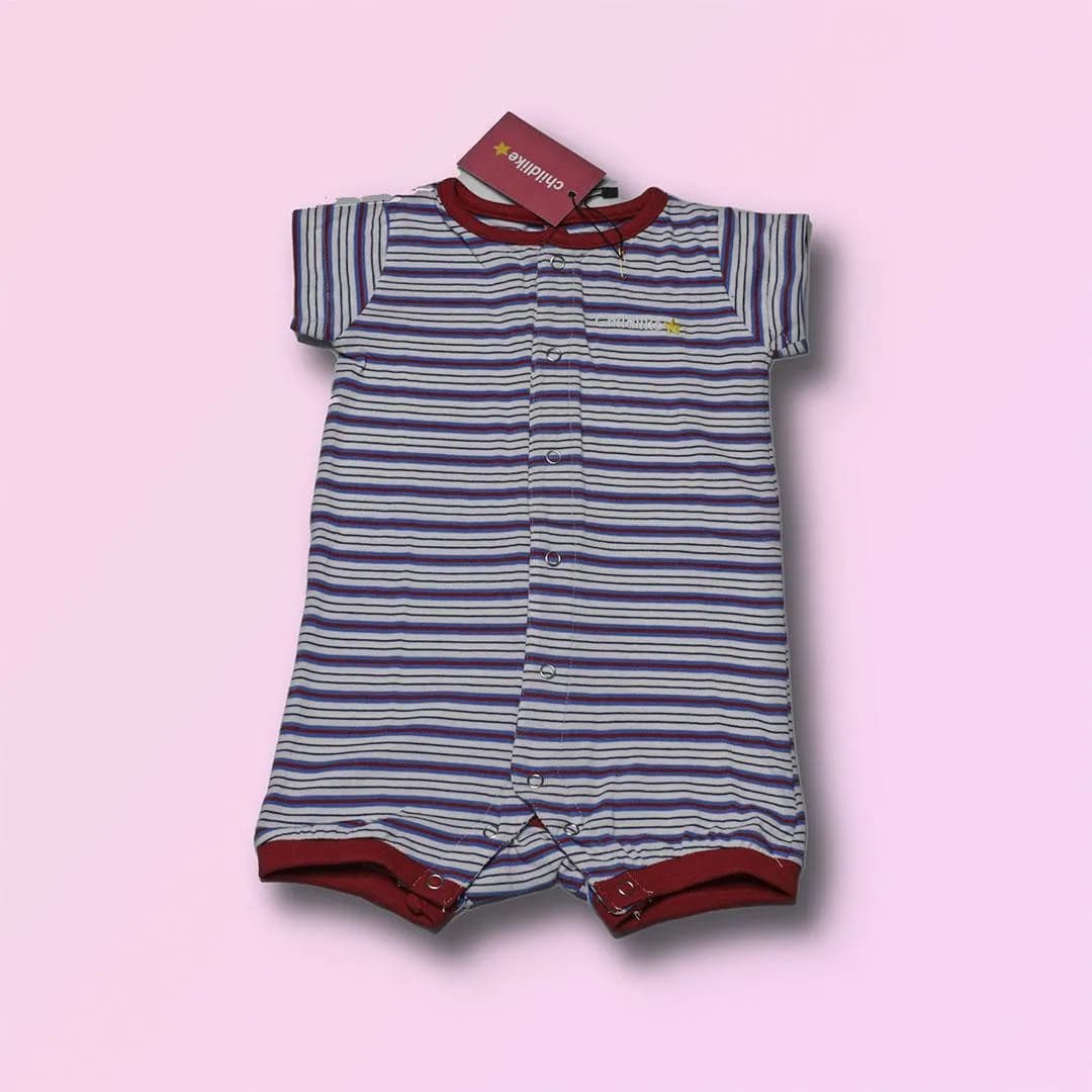 Baby Boy Striped Cotton Romper Set Multicolor