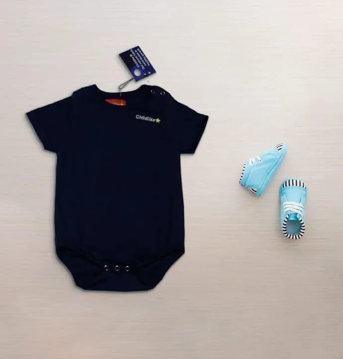 Blue Cotton Unisex Bodysuit for Baby 18-24M