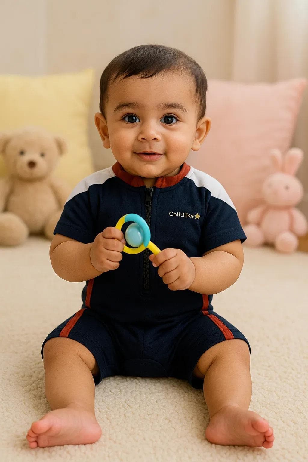 Blue Embroidered Unisex Swim Suit 6-24M