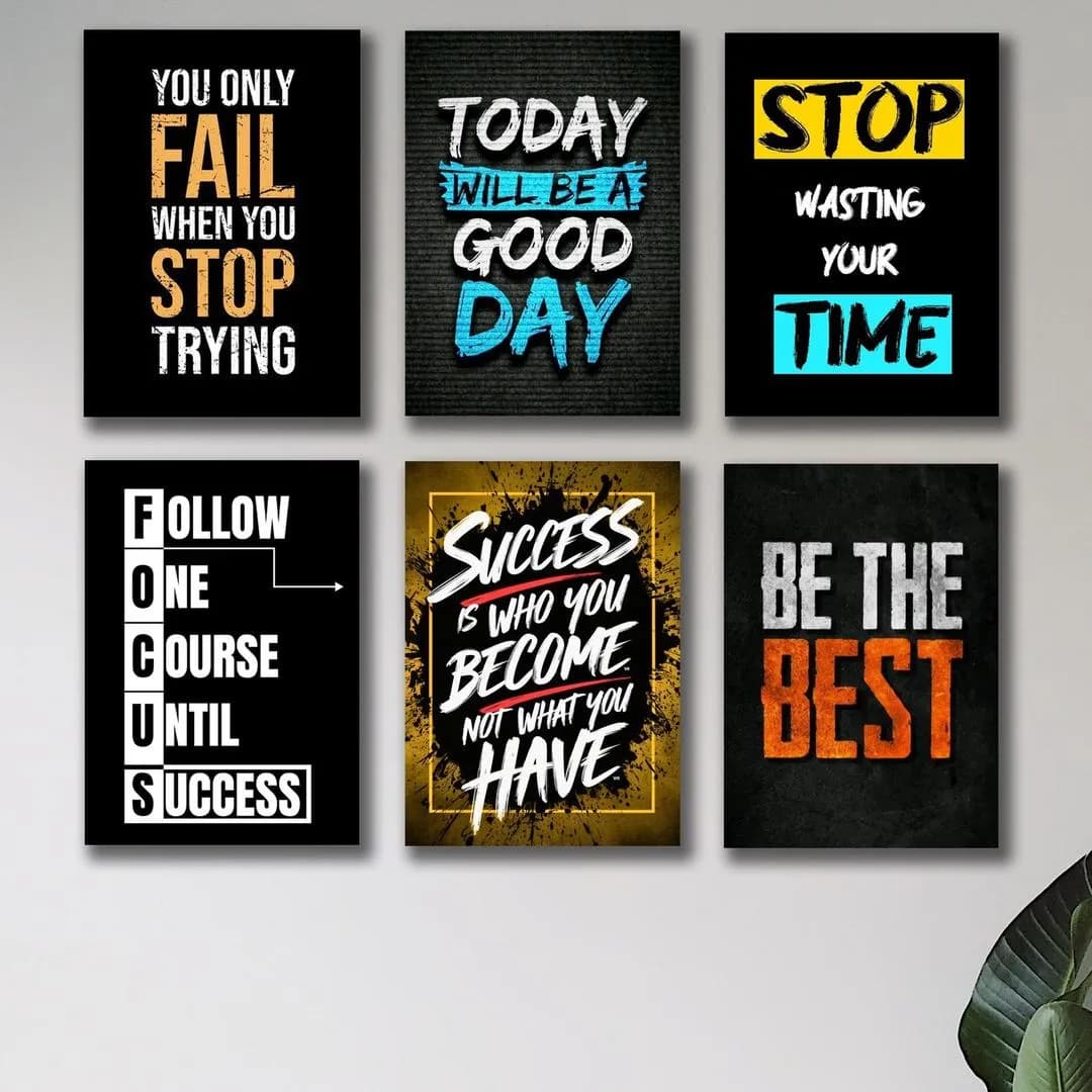 6-Piece Motivational Wall Art Set for Home Office