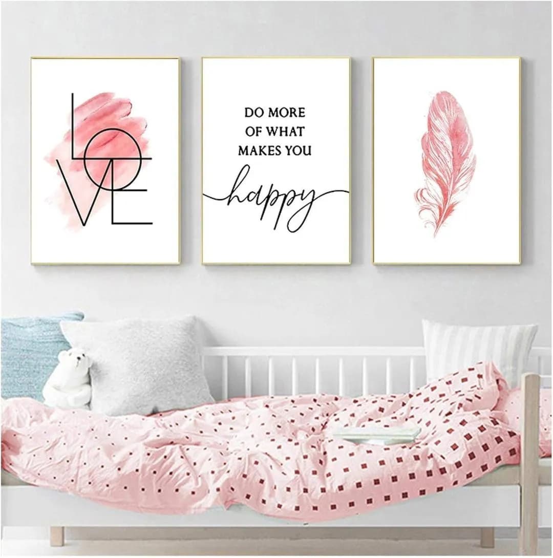 3-Piece Pink Watercolor Wall Art Set for Bedroom