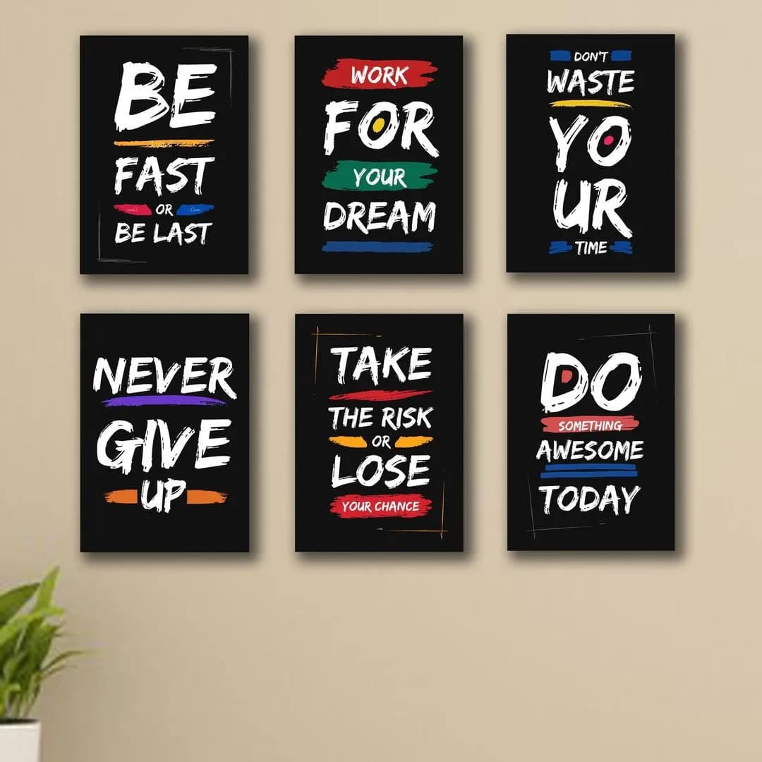 6-Piece Motivational Wall Art Set for Home Office