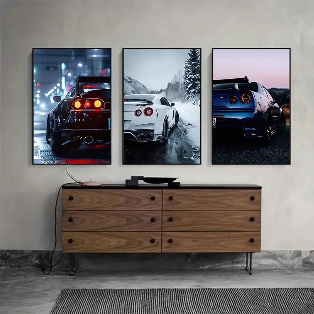 Set of 6 Cars Wall Art Frames for Home Office Decor