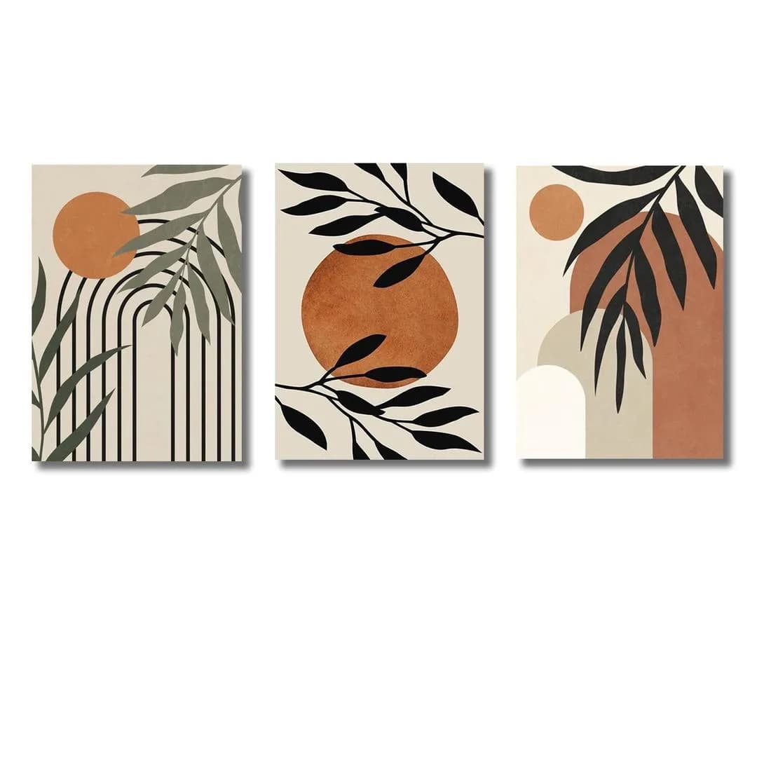 Set of 3 Abstract Wall Art Frames for Home Office Decor