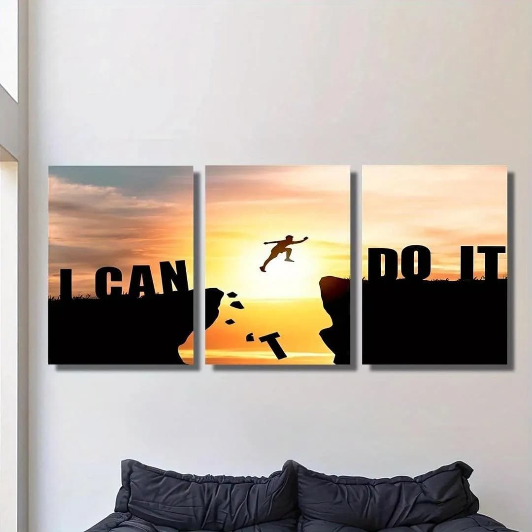 Set of 3 Motivational Wall Art Frames for Home Office