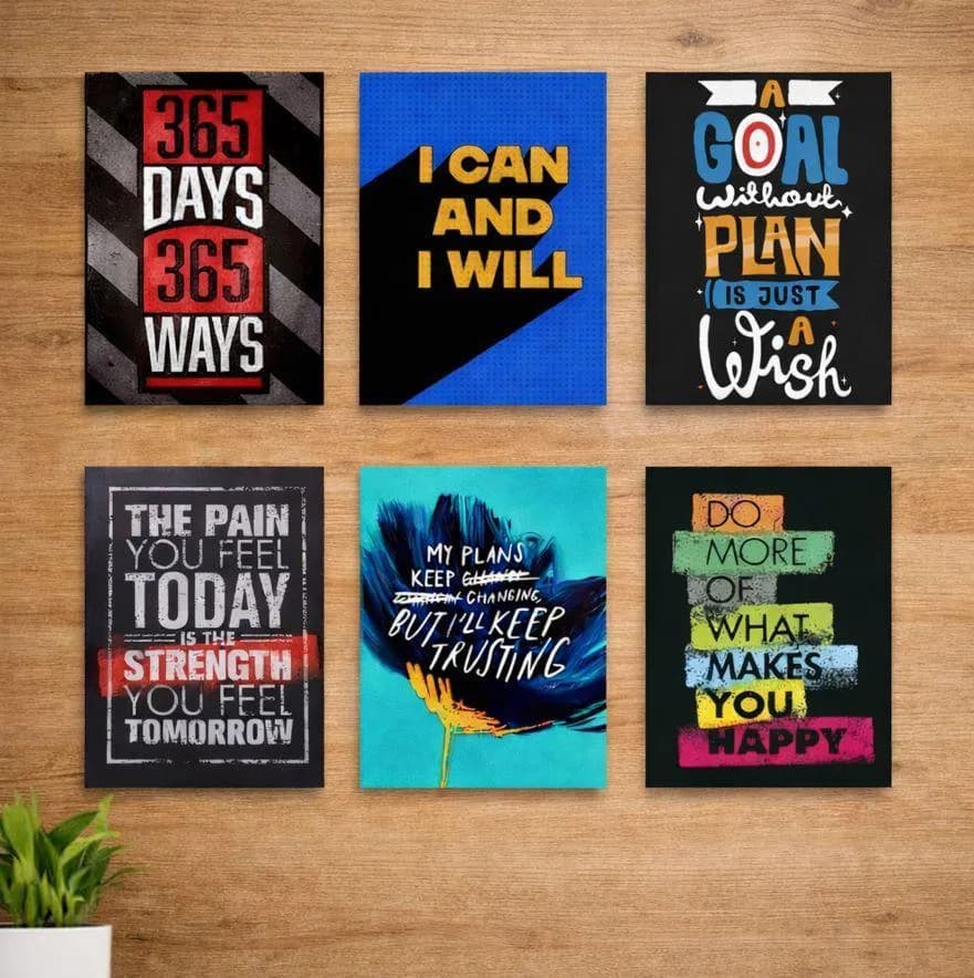 Set of 6 Motivational Wall Art Frames for Home Office