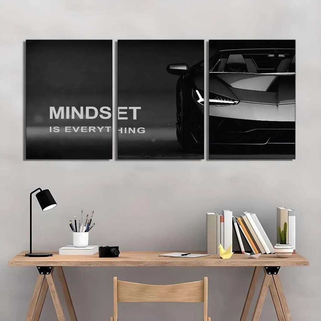 3Pcs Mindset Car Wall Art Set 8x11 MDF