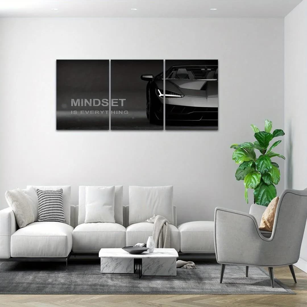 3Pcs Mindset Car Wall Art Set 8x11 MDF