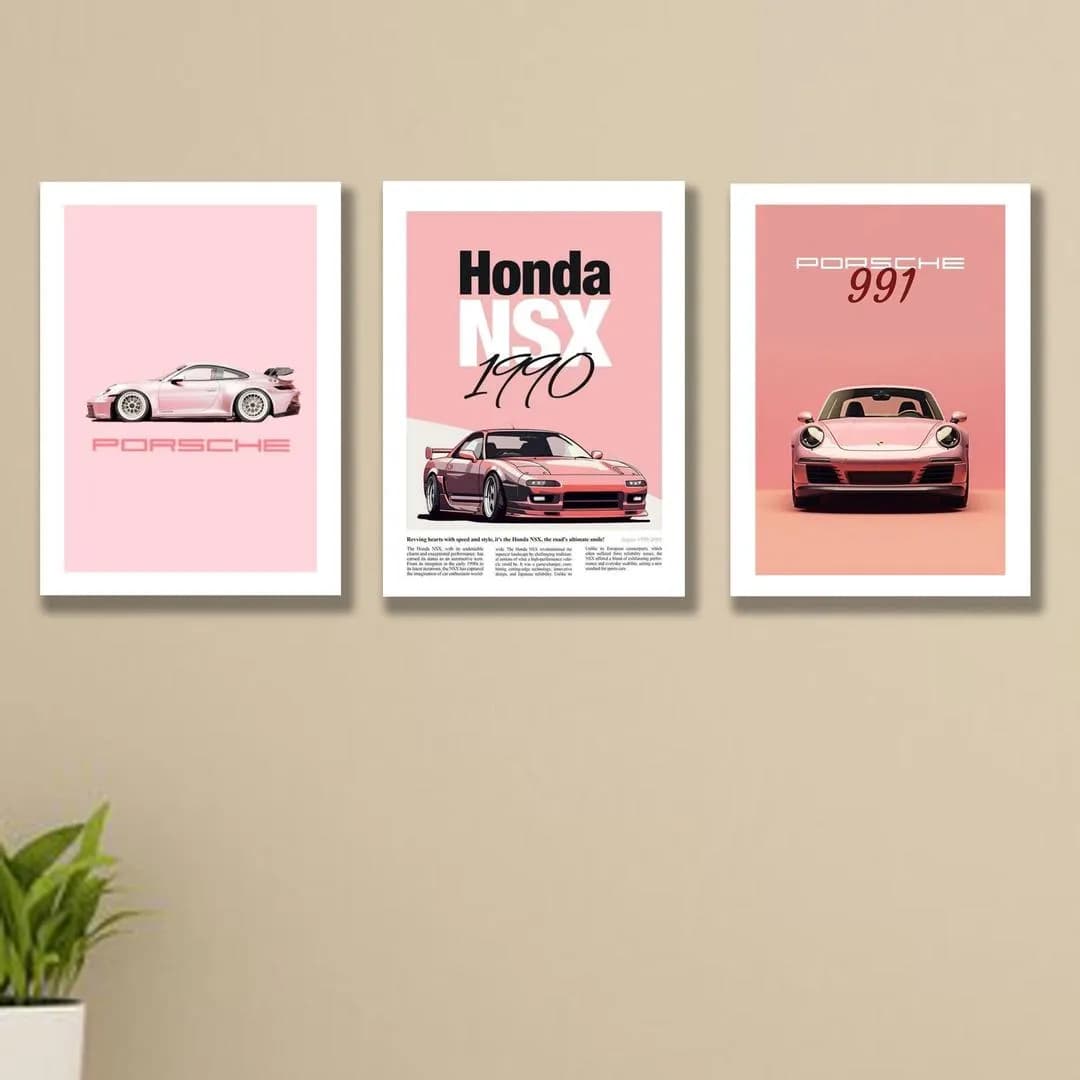 8x11 Inch Honda Car Photo Wall Art Set