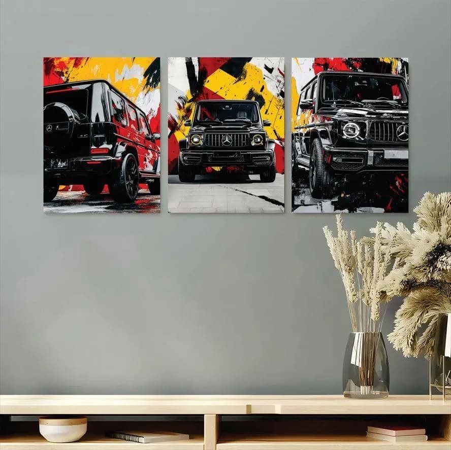 Set of 3 Cars Wall Art Frames for Home Office Decor