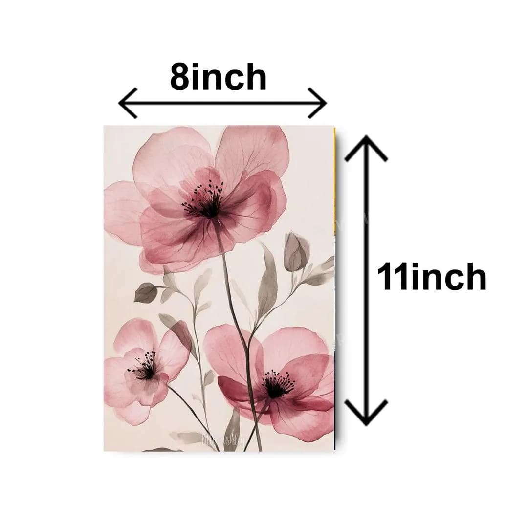 5 Pcs Pink Floral Wall Art Set 8x11 Inch