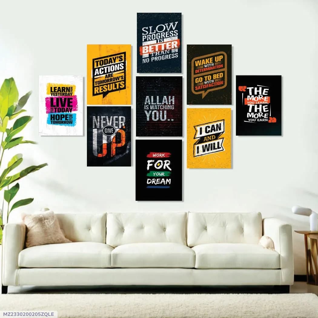 9Pcs Multicolor Alphabets Wall Art Set 8x11 Inch