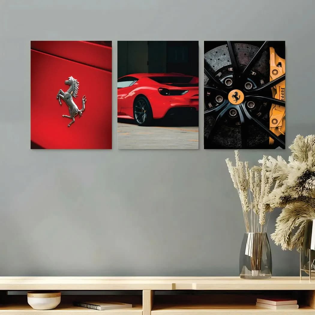3 Pcs Ferrari & McLaren Wall Art Set 8x11 Inch