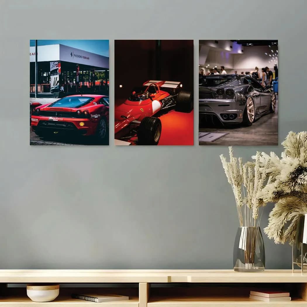 3 Pcs Cars Wall Art Set 8x11 MDF Multicolor