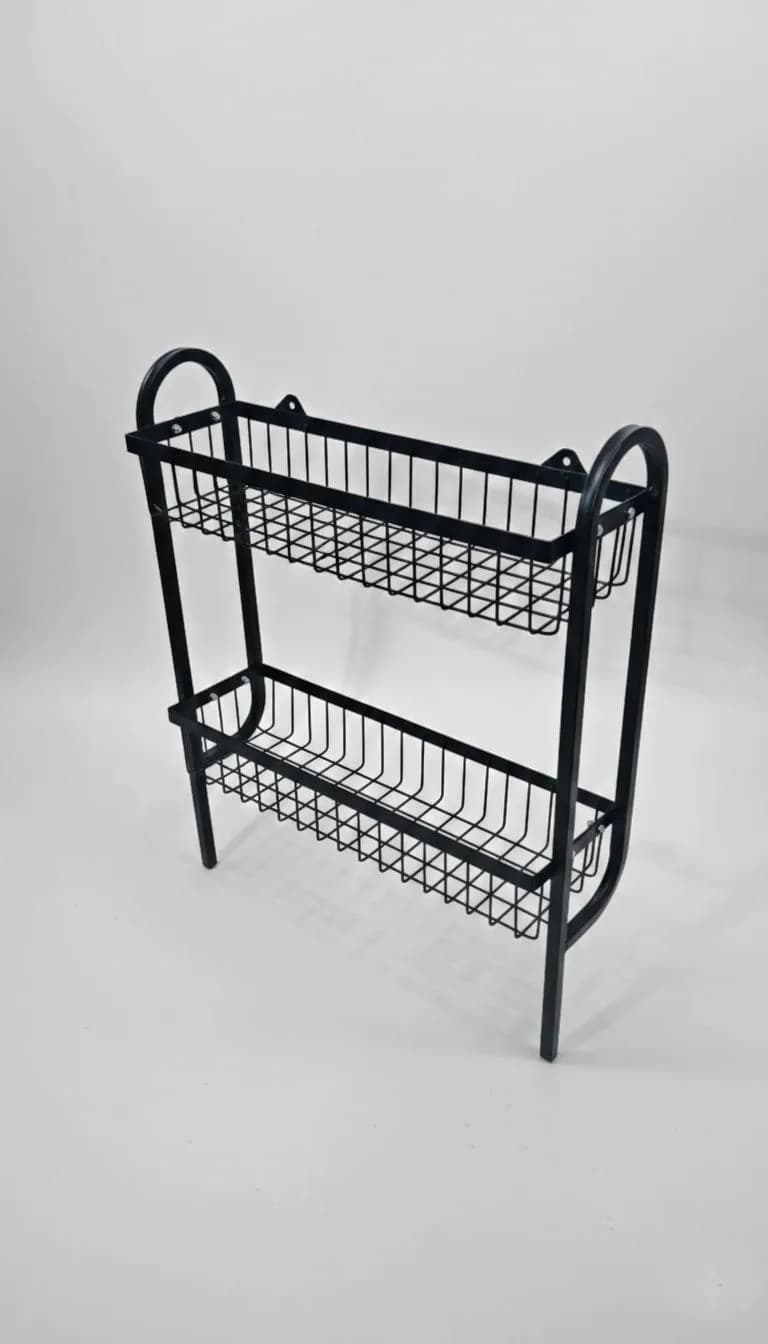 Stainless Steel 2-Tier Spice Rack Black Kitchen