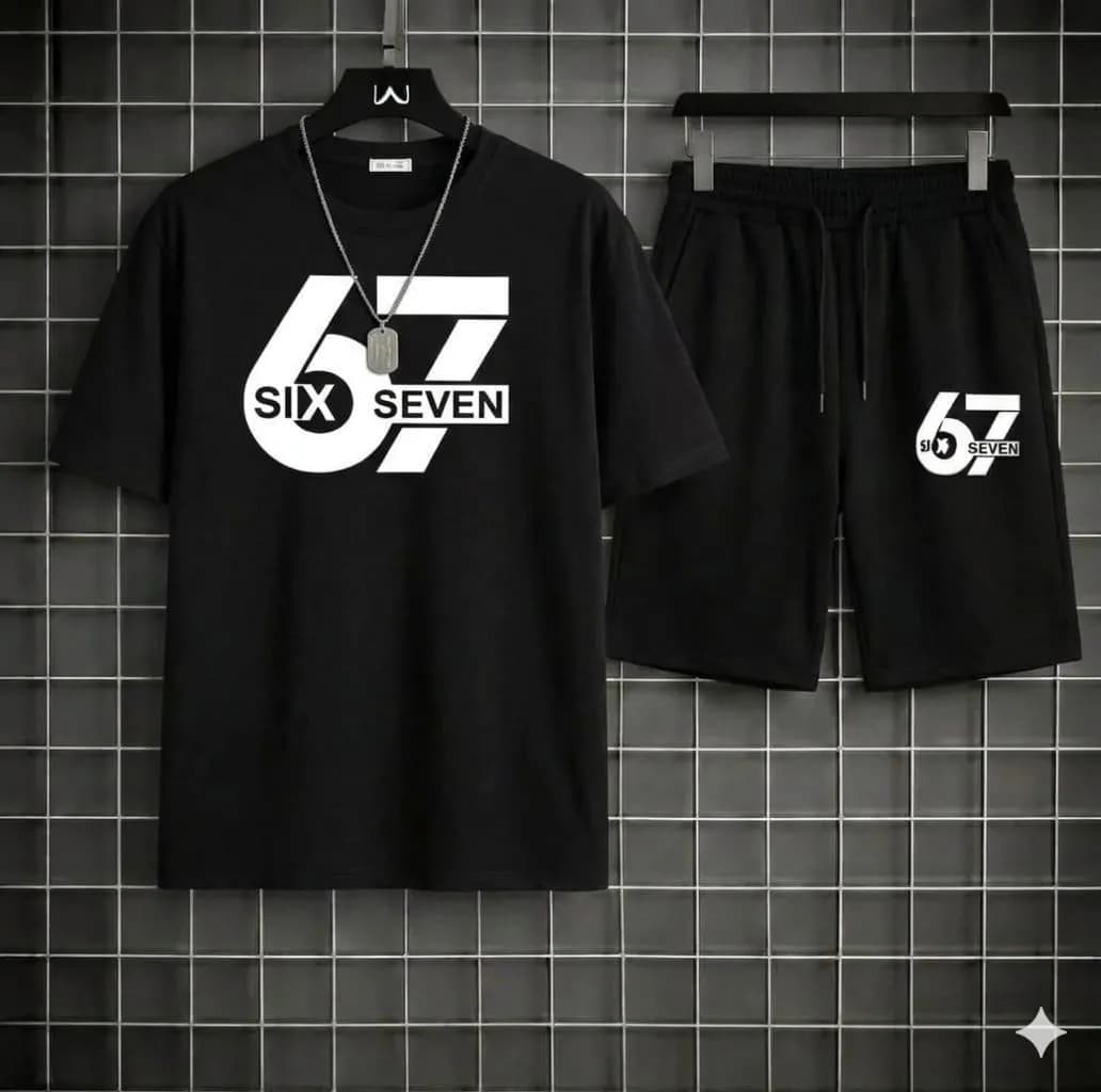 Men Black Printed 2Pcs T-Shirt Shorts Set