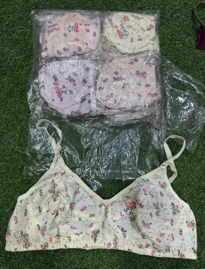 Multicolor Printed Cotton Full Cup Bras Set of 5