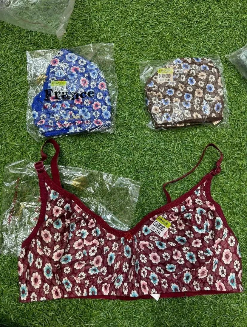 Multicolor Printed Cotton Full Cup Bras Set of 5