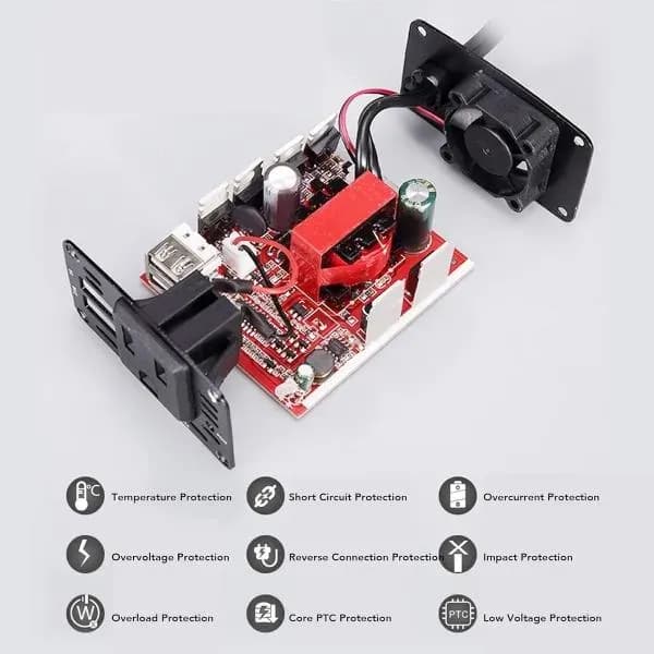 3-in-1 Car Inverter with 12mAh Battery & 5W Output Black