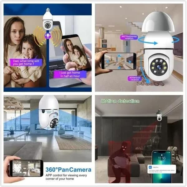360° Pan Camera with IR Night Vision White ABS 35"