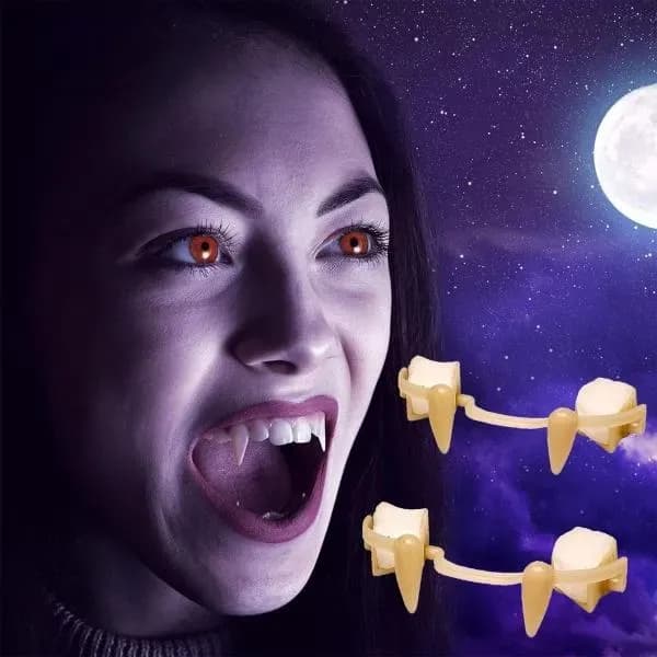 Halloween Vampire Teeth Retractable ABS White 12"