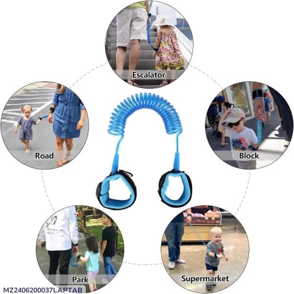 Blue Adjustable Child Safety Wristband Harness 12 Inches