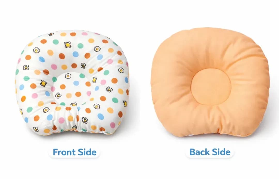 Soft Cotton Baby Head Pillow 2M Adjustable Blue Green Pink