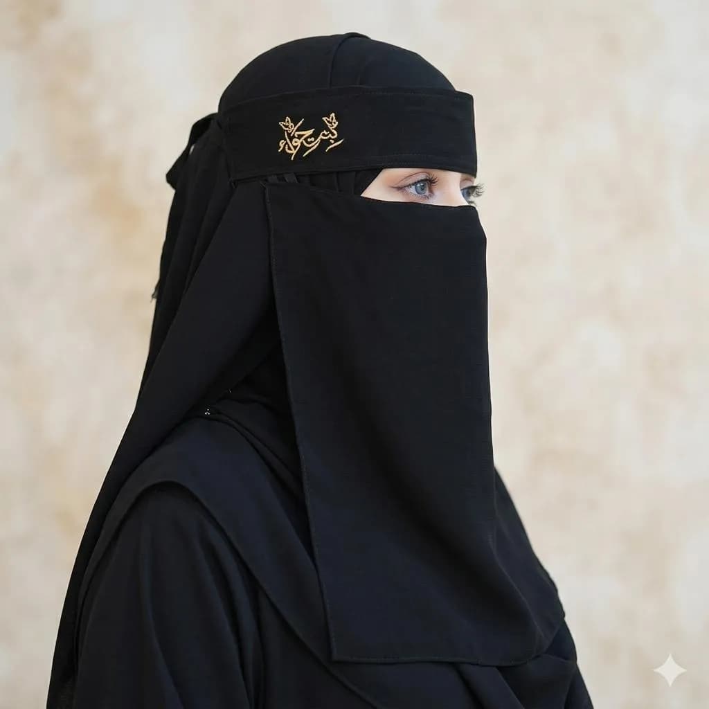 Saudi Embroidered Chiffon Niqab Black 14"