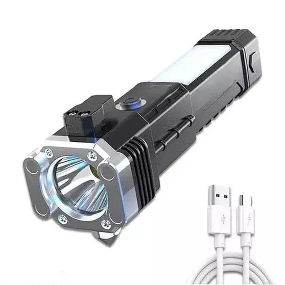Rechargeable LED Torch Black 200g Camping Emergency Light