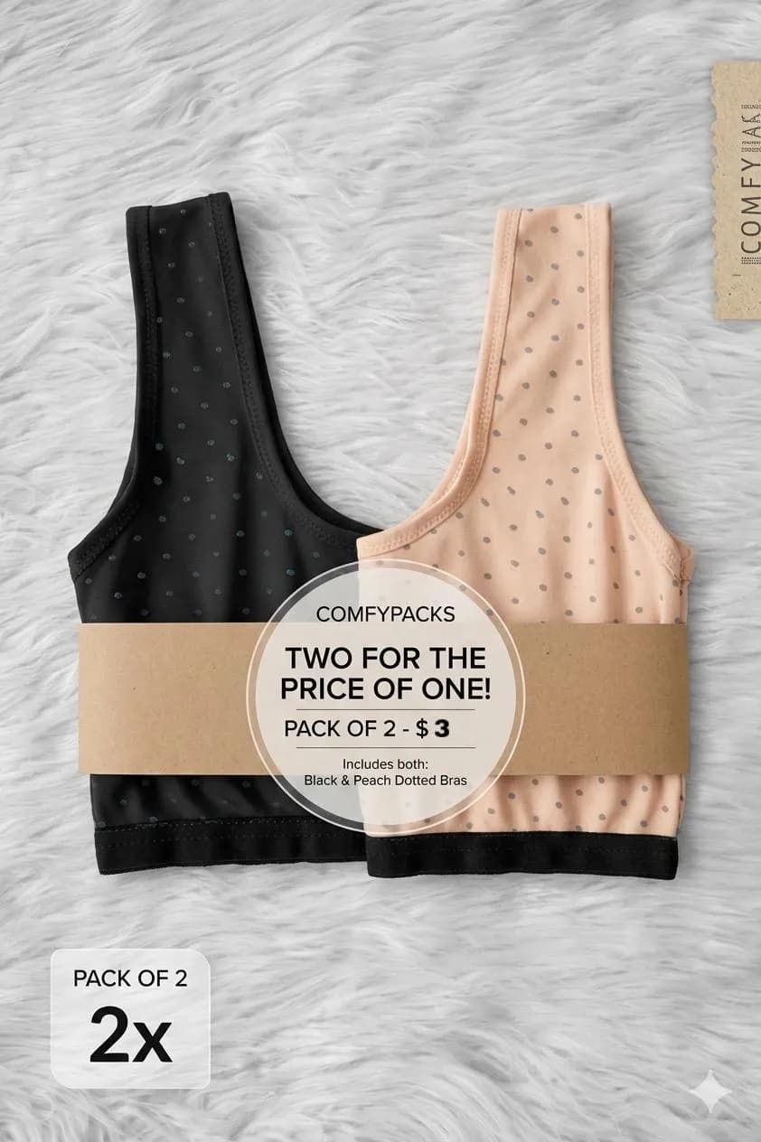 Black & Skin Polka Dot Training Bra Vest Pack of 2