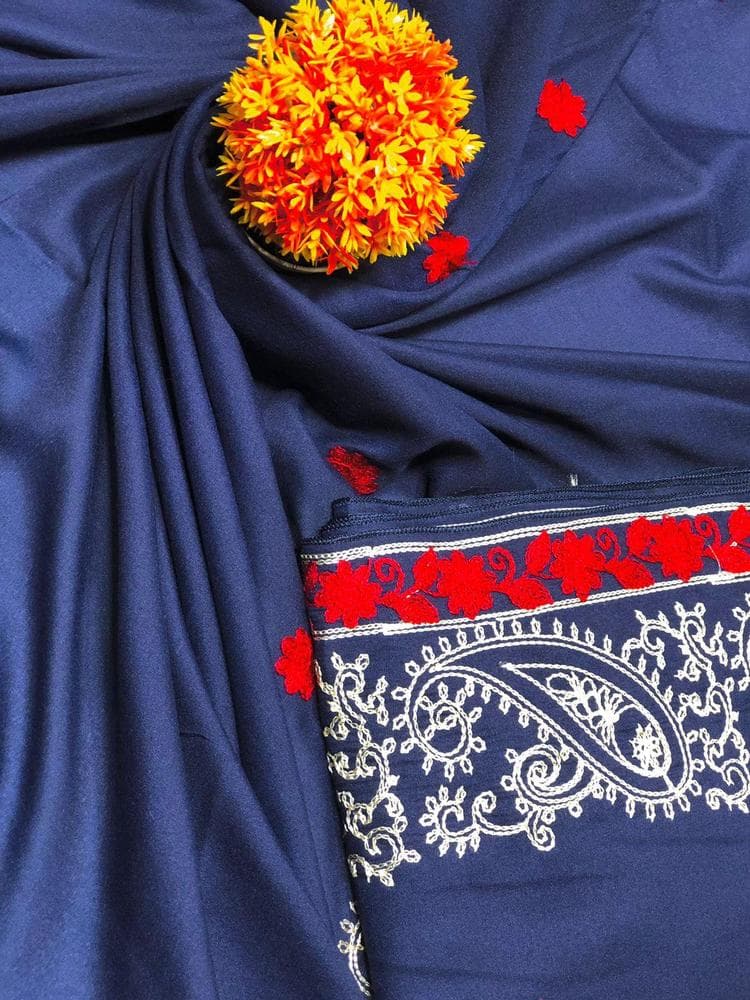 Swiss Lawn Shawl Red Paisley Embroidery 2.5 Gazz