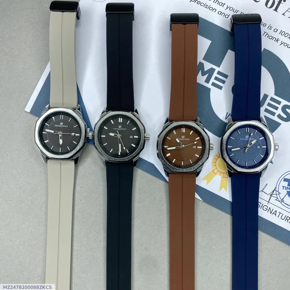 Men's Elegant Blue Crystal Quartz Watch with Premium Silicone Strap