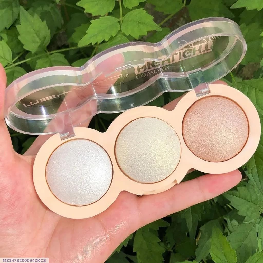 3-in-1 Glitter Highlighter & Powder Palette for Flawless Makeup