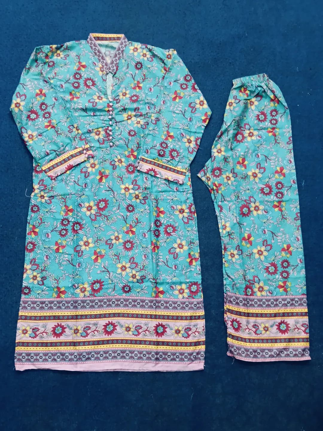 2 Pcs Women's Stitched Cotton Printed Shirt And Trouser