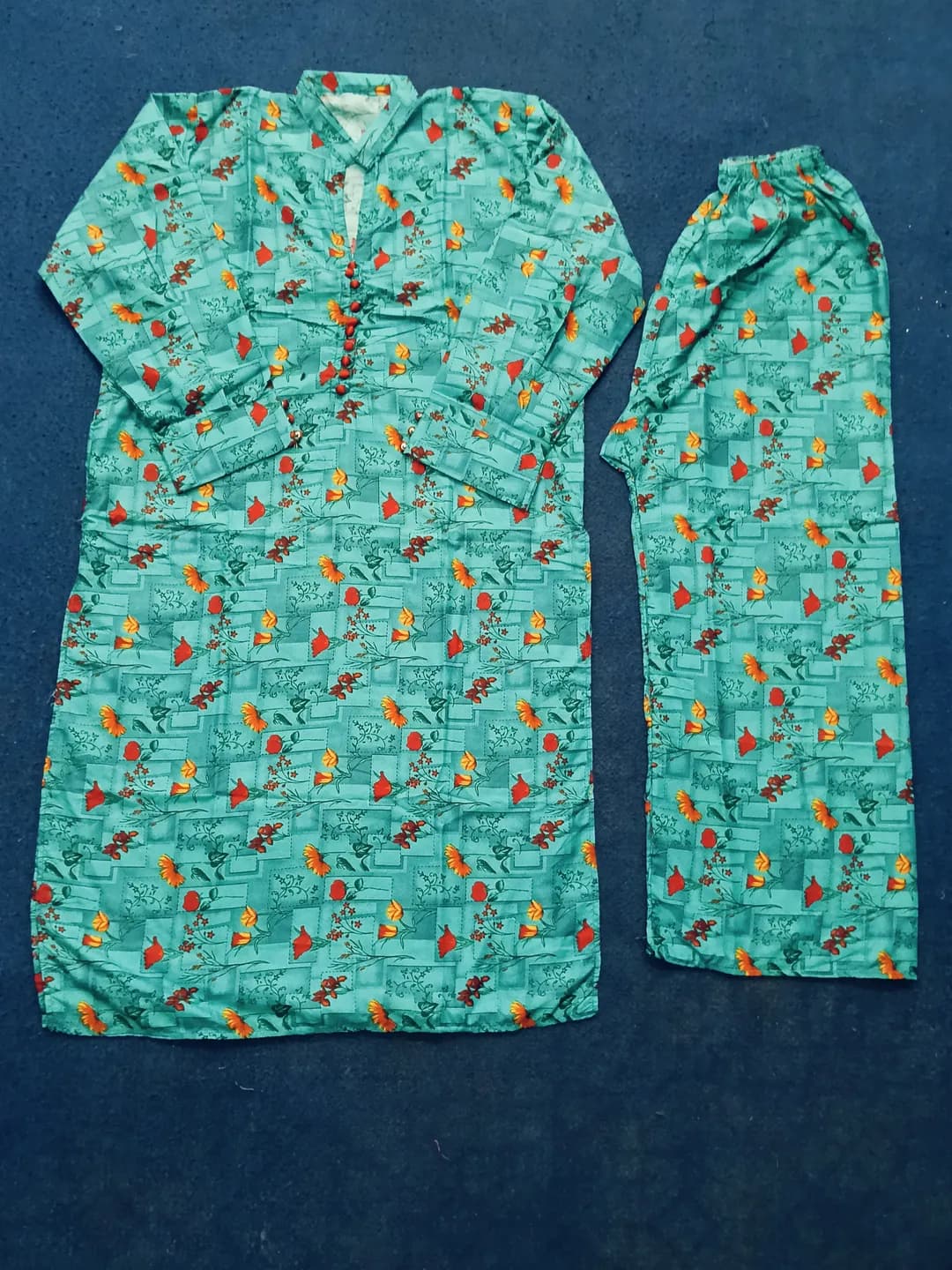 2 Pcs Women's Stitched Cotton Printed Shirt And Trouser